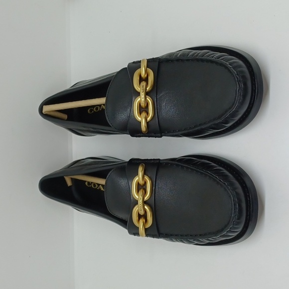 NWB Coach Jess Leather Loafer Black/Gold Sz 8.5B - Picture 4 of 9